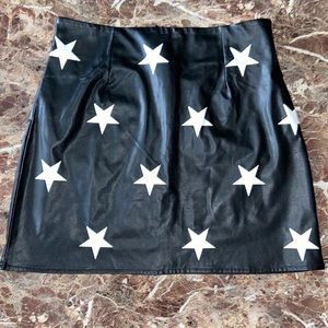 Black & White Star Pleather Skirt